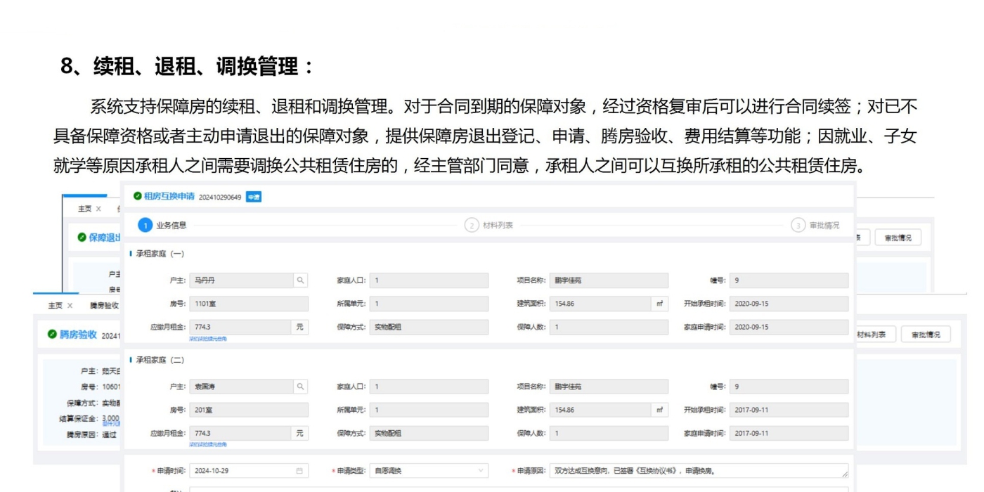 續(xù)租、退租、調(diào)換管理